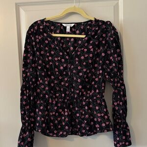 Elizabeth and James Black Top with Pink Floral Pattern